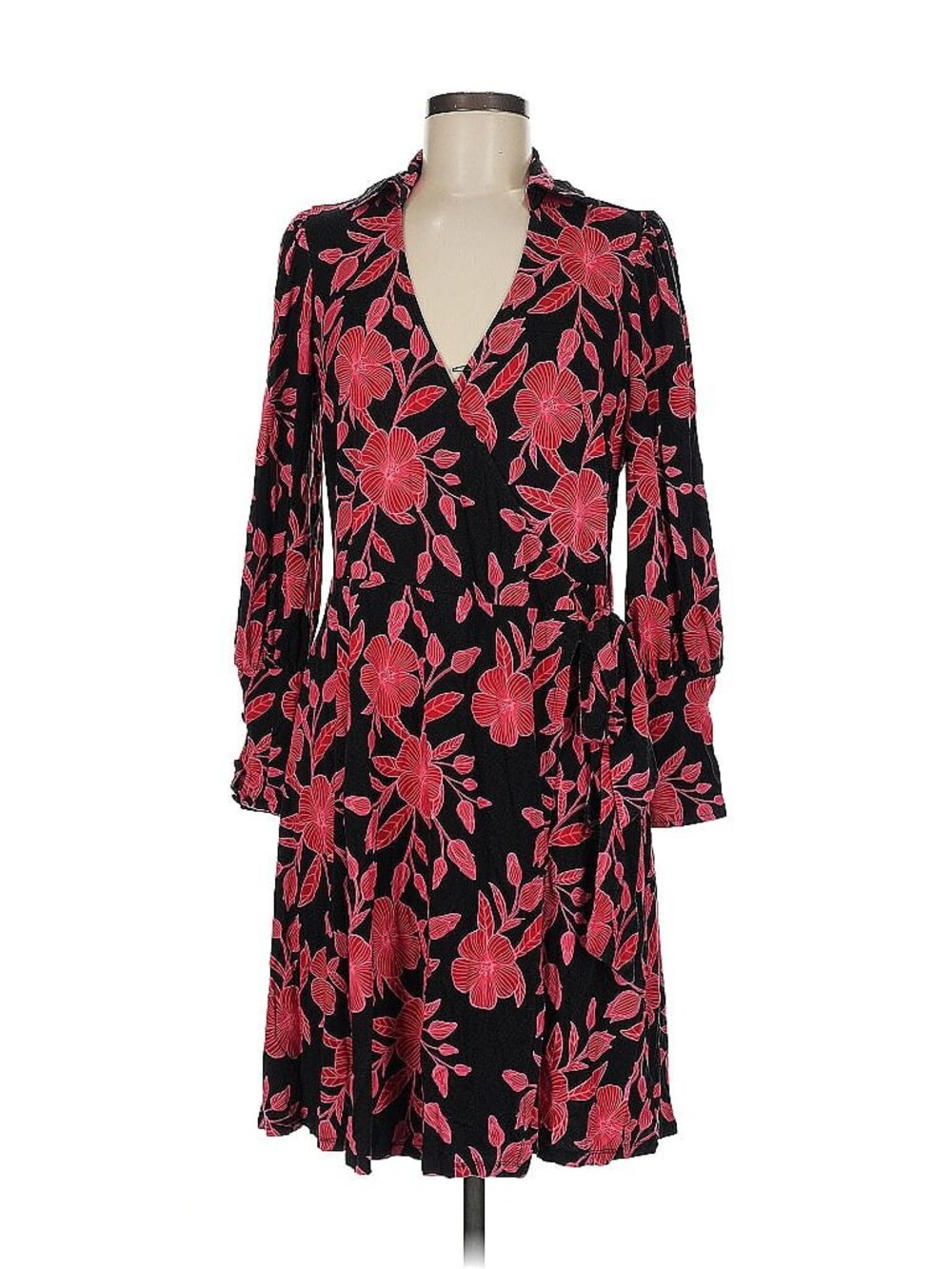 11 Honore Red & Black Floral Stella Faux-Wrap Dress (09/2021) - PLUS SIZE OX